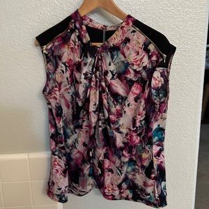 Worthington Sleeveless Blouse with Zippers on the Shoulders